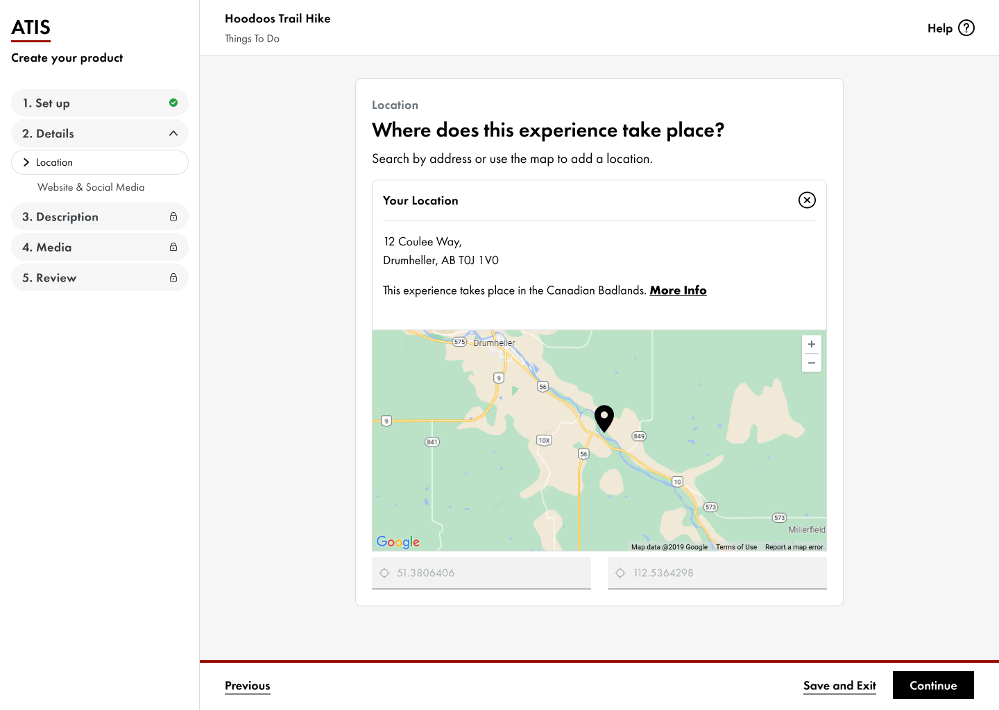 Create Listing - Location